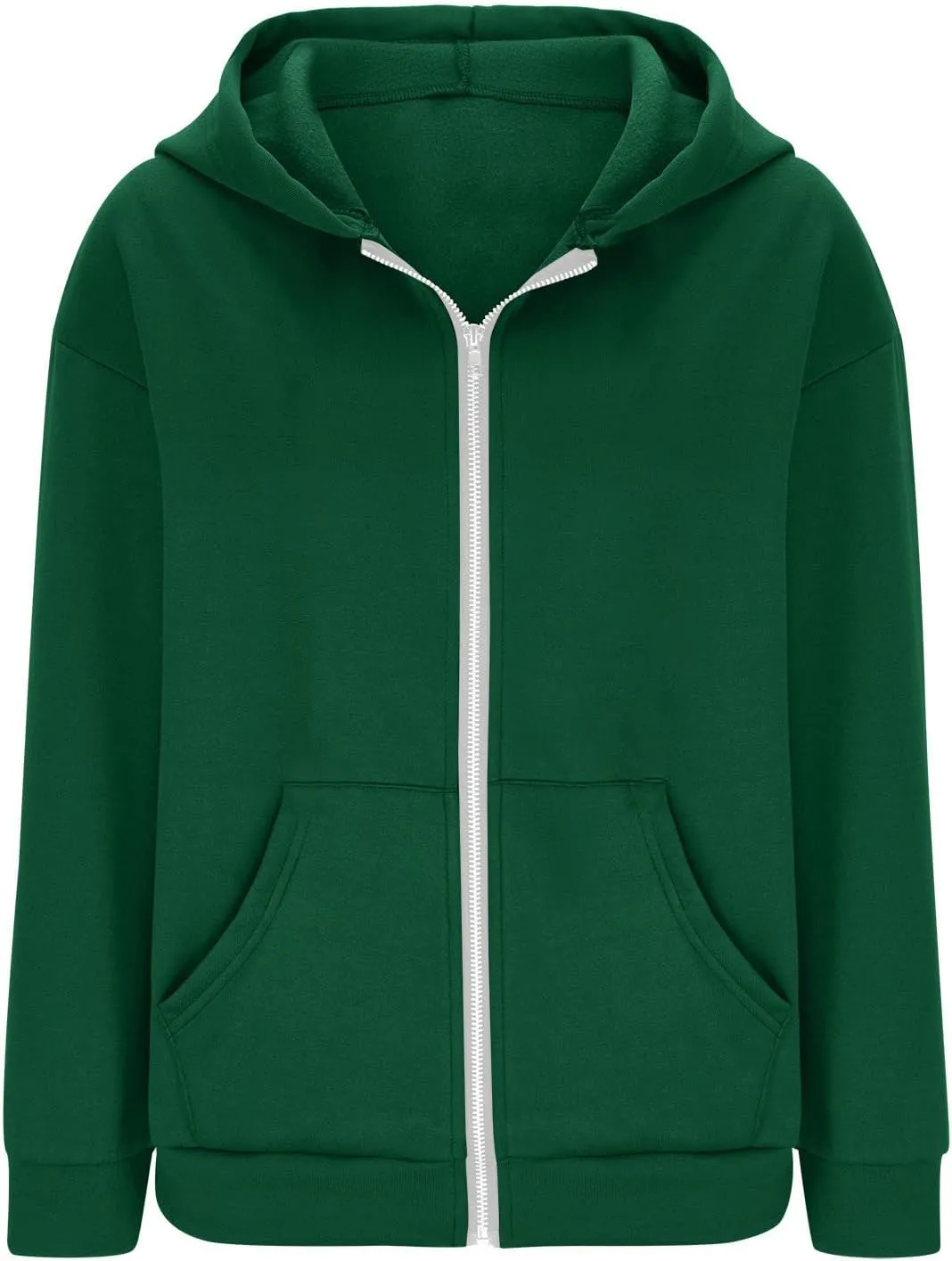 Women's Full Zip Up Lightweight Oversized Hoodie Long Sleeve Hooded Sweatshirts Jacket Coat with Pockets