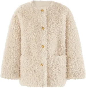 Women's Jackets Round Neck Loose Single Breasted Long Sleeve Cotton-Padded Coat