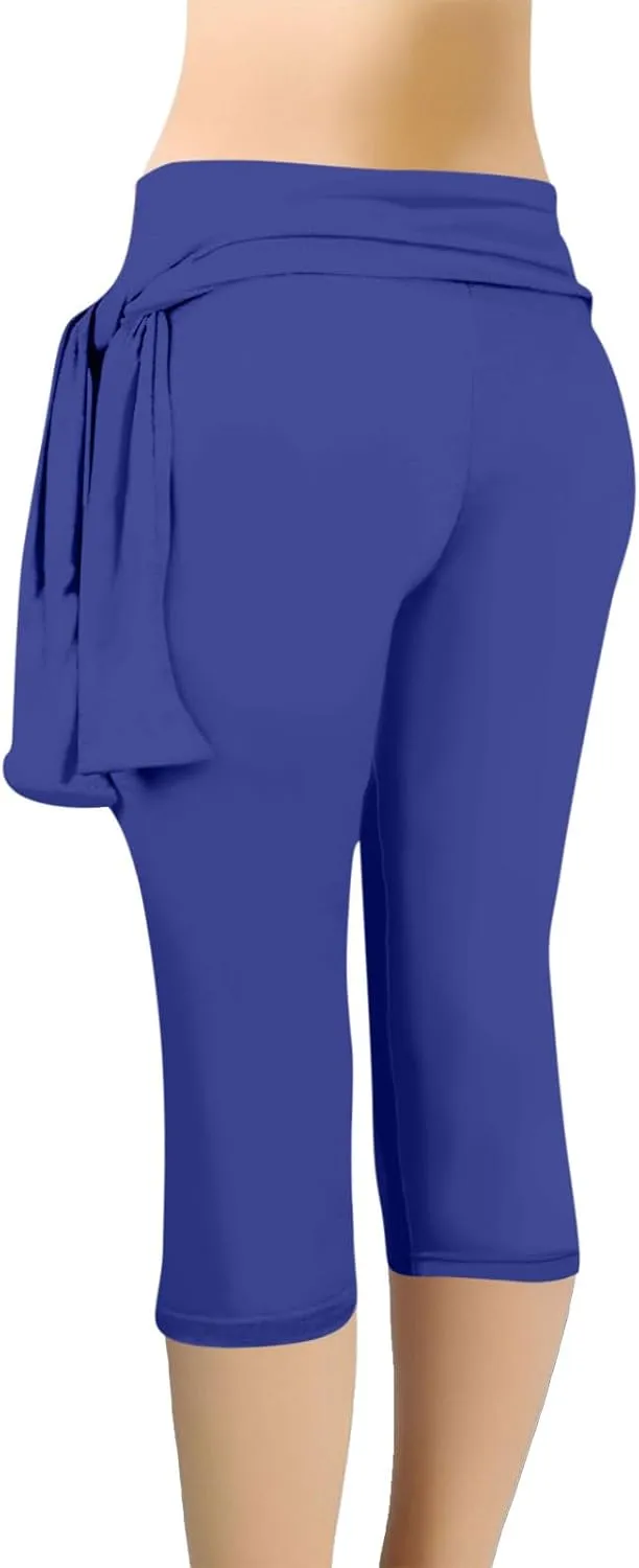 Women's Knee Length Capri Leggings High Waisted Exercise Summer Yoga Workout Capris Pants Casual Cropped Trousers