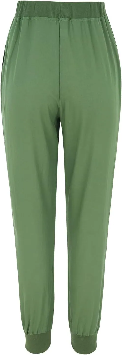Womens Linen Pants Linen Trousers for Women Summer Casual Elastic Pants with Pockets