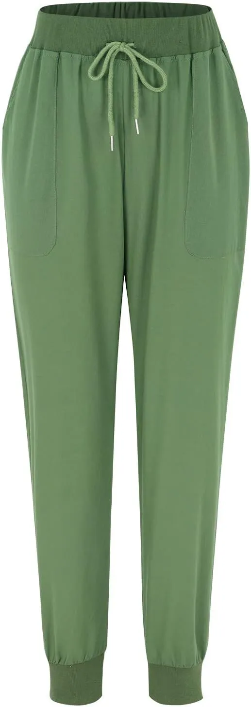 Womens Linen Pants Linen Trousers for Women Summer Casual Elastic Pants with Pockets