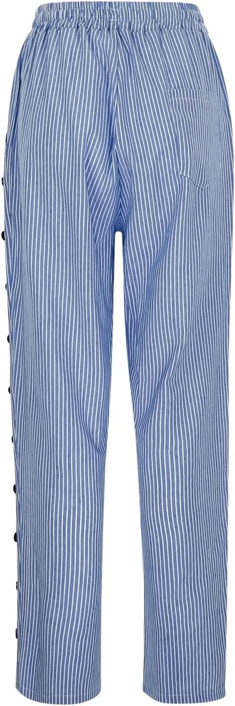 Womens Linen Pants Petite Length High Waisted Drawstring Summer Casual Beach Vacation Capri Pants with Pockets