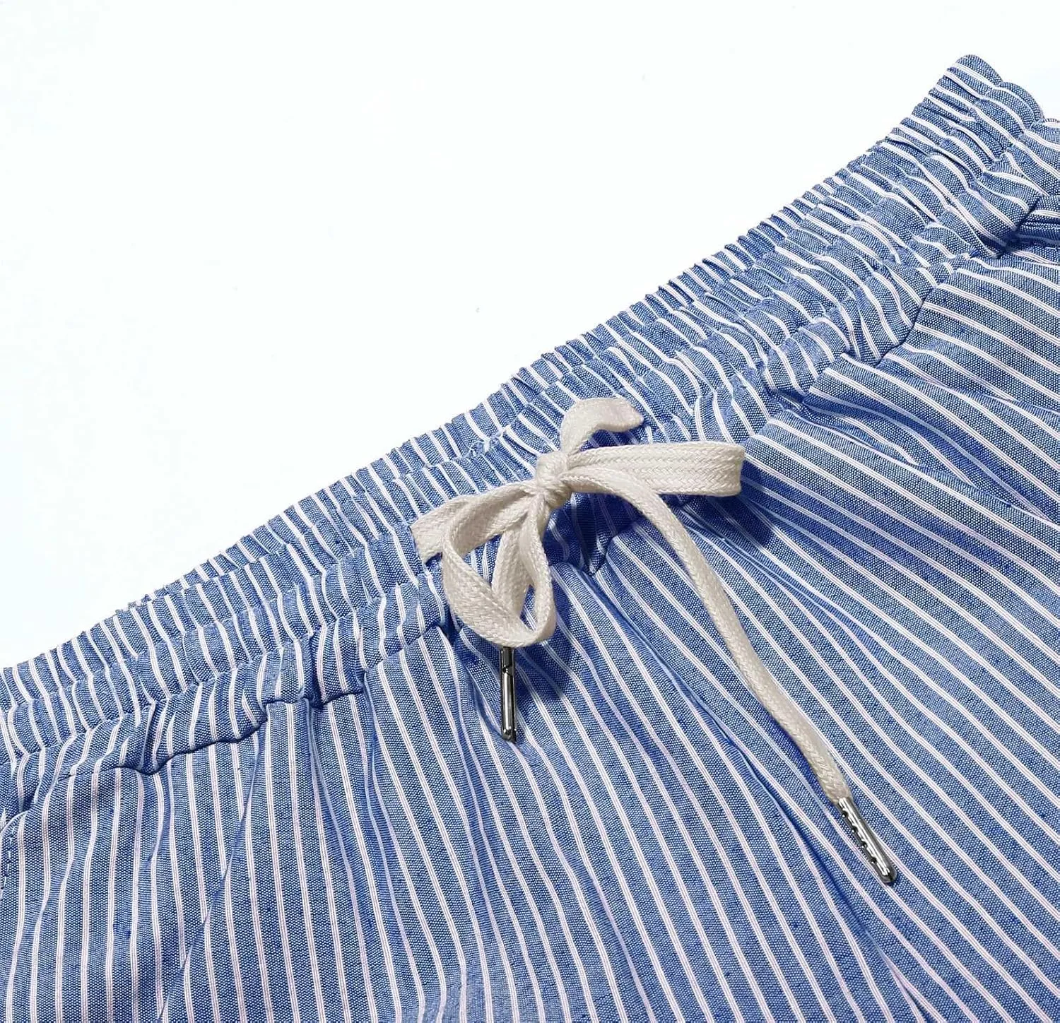 Womens Linen Pants Petite Length High Waisted Drawstring Summer Casual Beach Vacation Capri Pants with Pockets