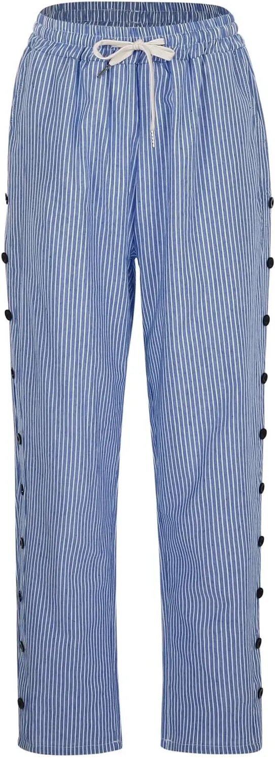 Womens Linen Pants Petite Length High Waisted Drawstring Summer Casual Beach Vacation Capri Pants with Pockets