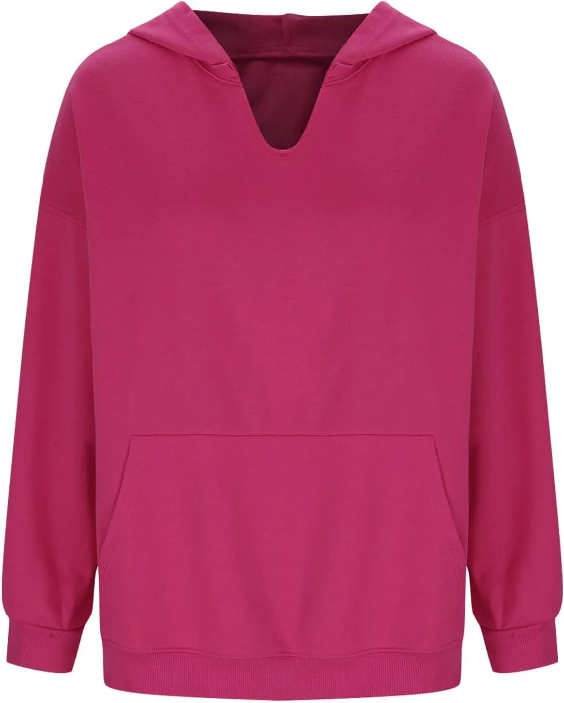 Womens Oversized Hoodies V Neck Sweatshirts Solid Long Sleeve Pullover Casual Fall Clothes 2024 Trendy Hooded Top