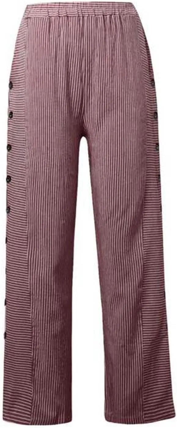 Womens Pants, Straight Leg Peasant Pants 2025 Casual Linen Stripe Wide Cotton