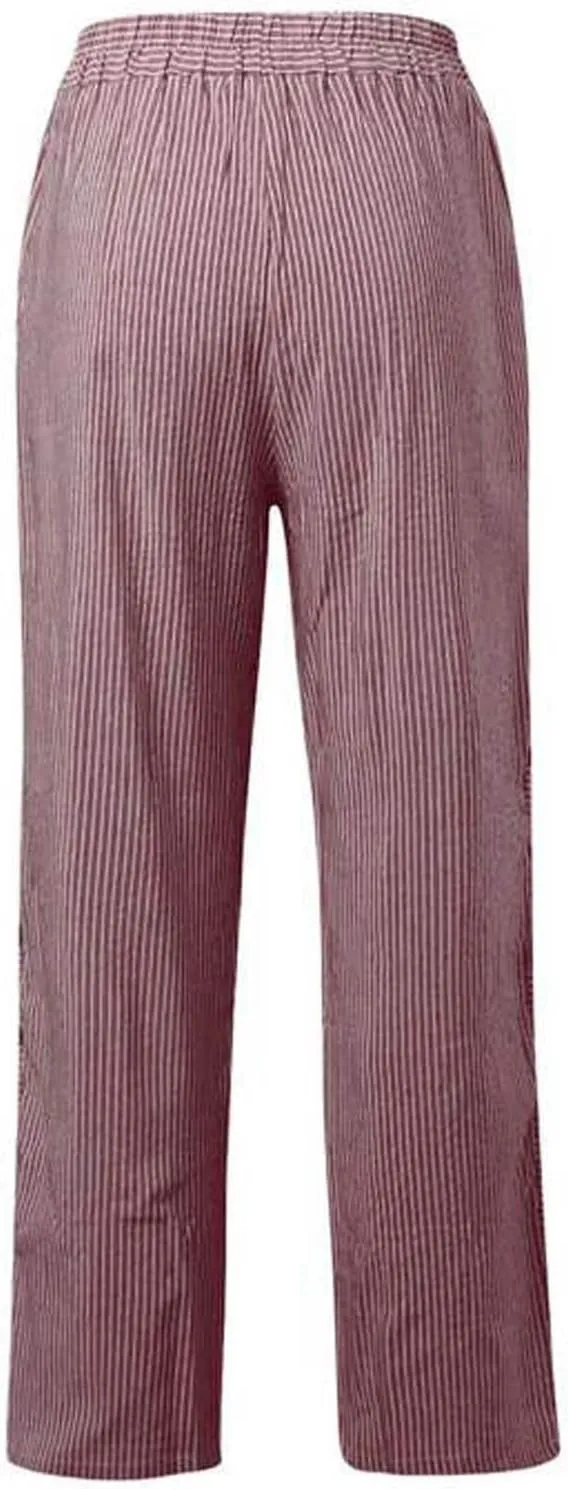 Womens Pants, Straight Leg Peasant Pants 2025 Casual Linen Stripe Wide Cotton