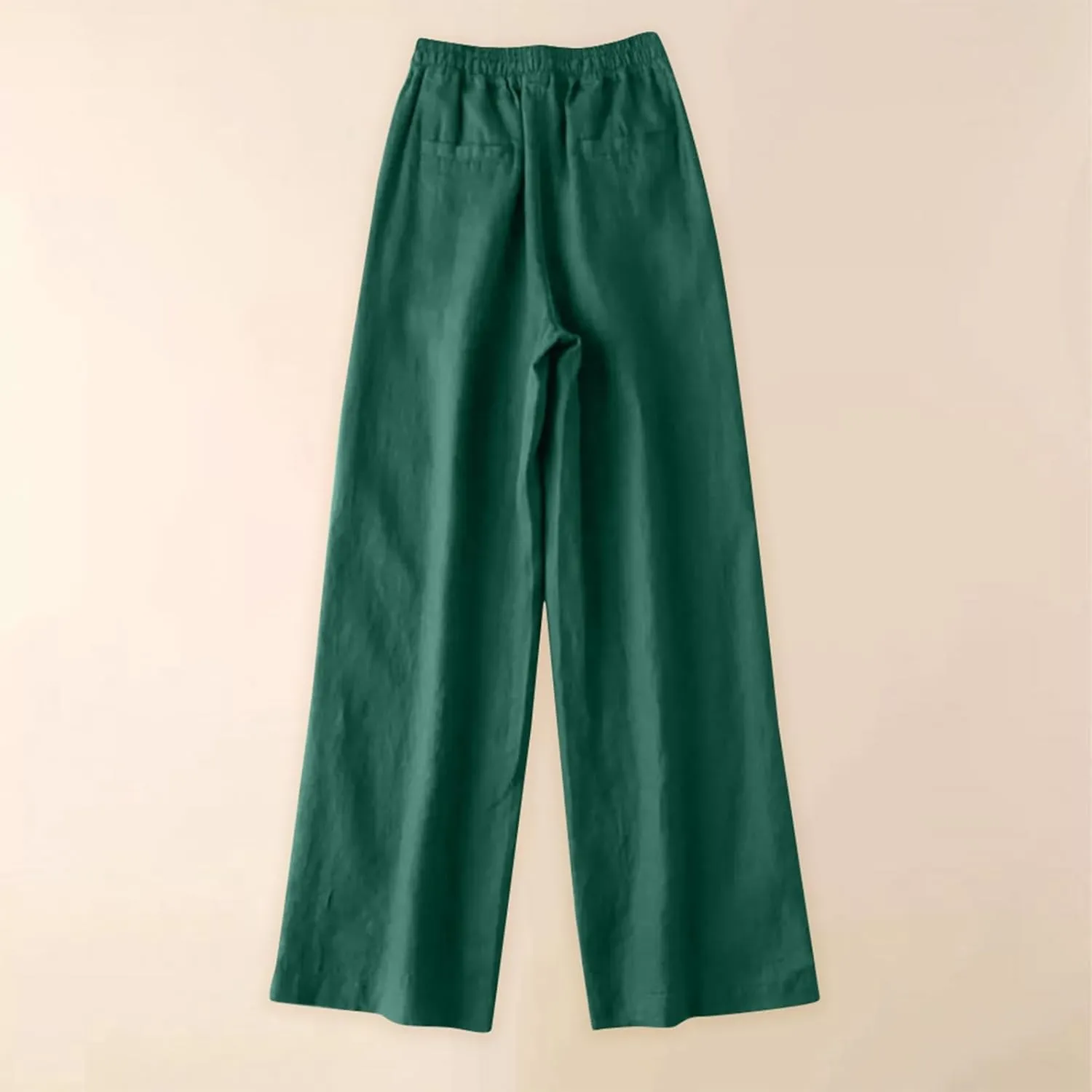 Women's Pants, Wide Leg Cotton Linen Straight High Waisted Pants Lightweight Smocked