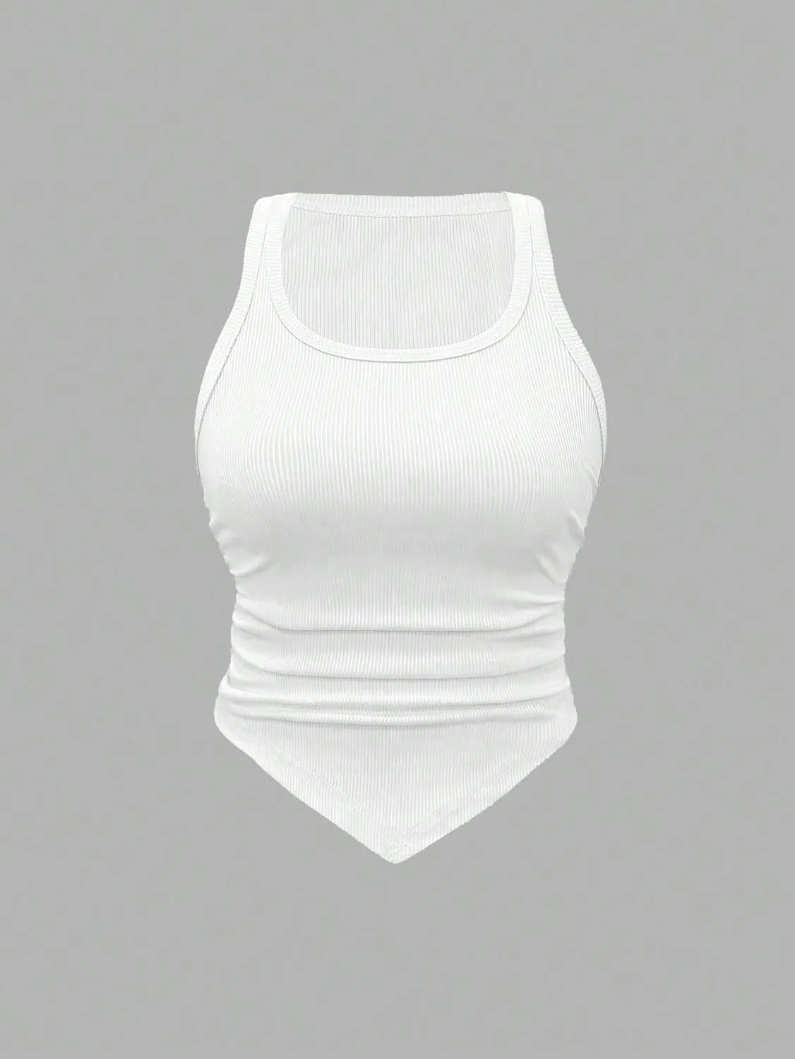 Womens Sleeveless Camisole Tank Tops Blouse Rib-Knit Regular Casual Asymmetrica Tank Top
