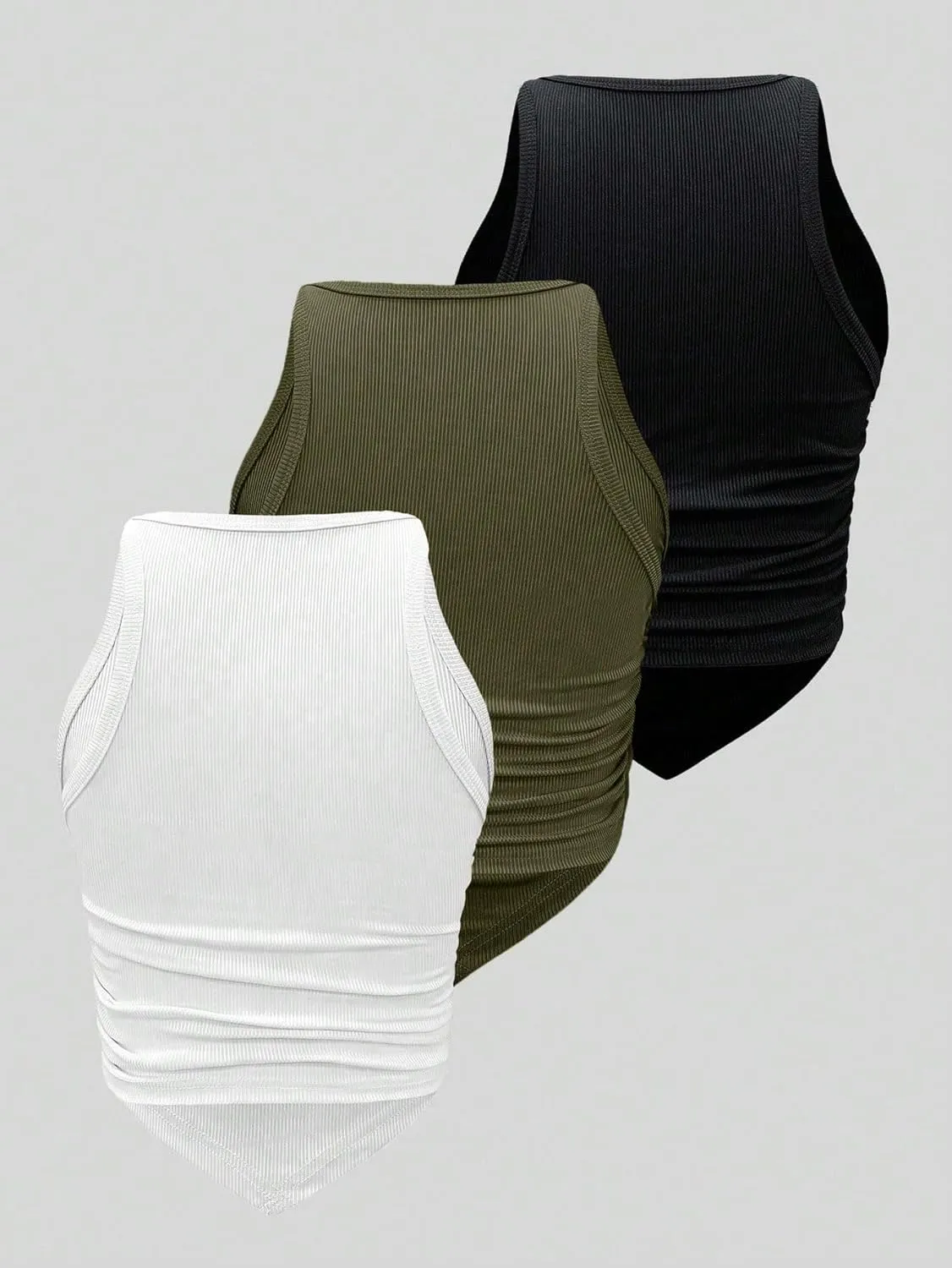 Womens Sleeveless Camisole Tank Tops Blouse Rib-Knit Regular Casual Asymmetrica Tank Top