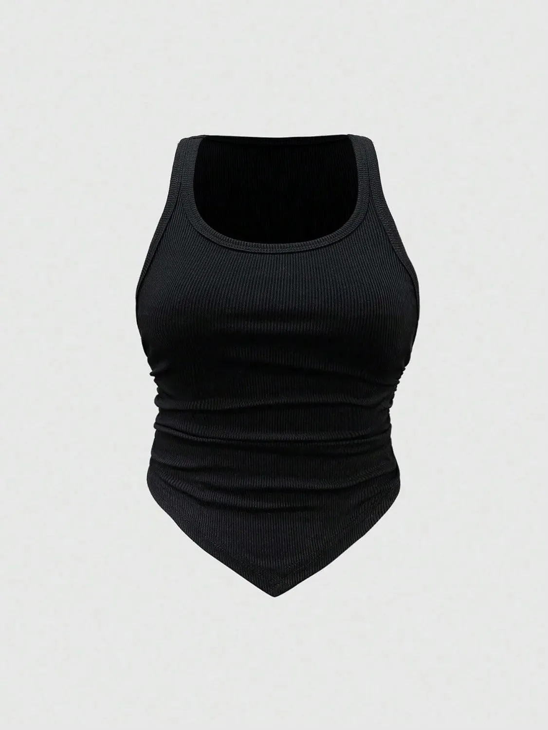 Womens Sleeveless Camisole Tank Tops Blouse Rib-Knit Regular Casual Asymmetrica Tank Top