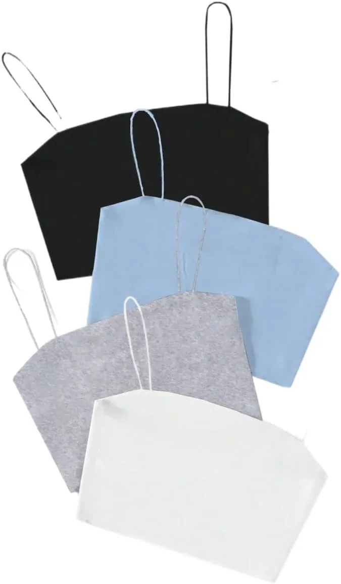 Womens Sleeveless Camisole Tank Tops Blouse Spaghetti Strap Solid Color Cropped Camisole Top