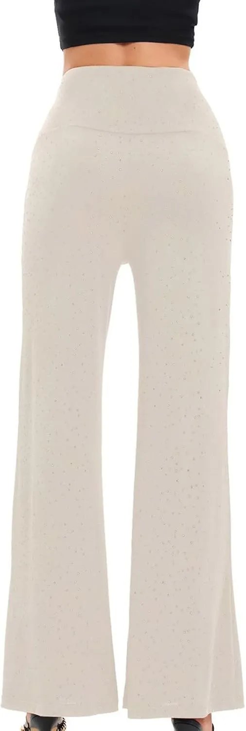 Women's Stretchy Wide Leg Yoga Pants Casual Comfy High Waist Palazzo Lounge Pants Loose Dance Trousers Comfy Slacks