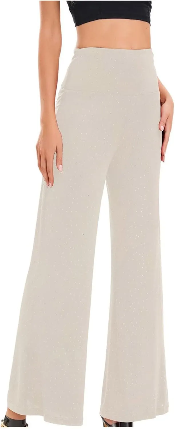 Women's Stretchy Wide Leg Yoga Pants Casual Comfy High Waist Palazzo Lounge Pants Loose Dance Trousers Comfy Slacks