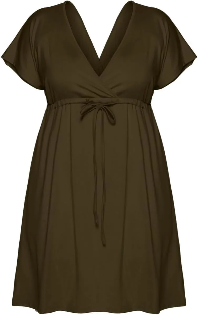 Womens Summer Dresses Short Sleeve Kimono Style Deep V Neck Casual Summer Dress M 4XL Plus Size