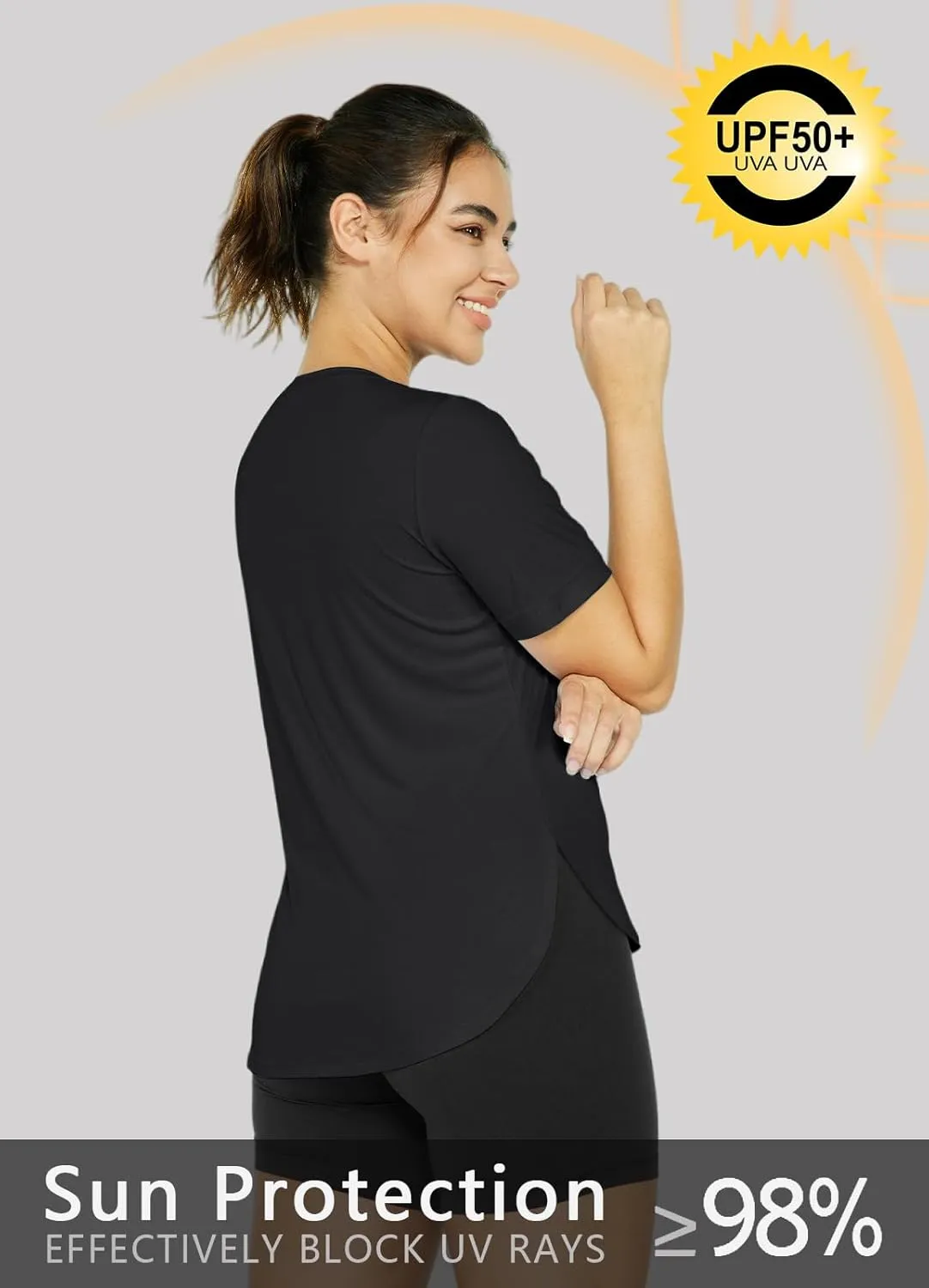 Women's Sun Protection Shirts UV SPF UPF 50  Short Sleeve Workout Tops Hiking Running Quick Dry