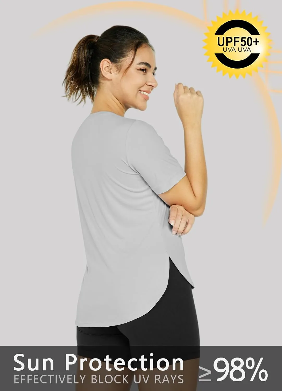 Women's Sun Protection Shirts UV SPF UPF 50  Short Sleeve Workout Tops Hiking Running Quick Dry