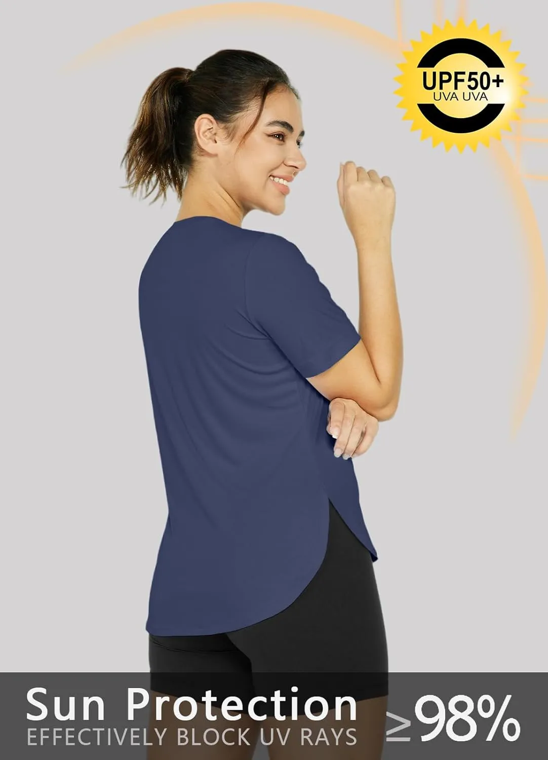 Women's Sun Protection Shirts UV SPF UPF 50  Short Sleeve Workout Tops Hiking Running Quick Dry