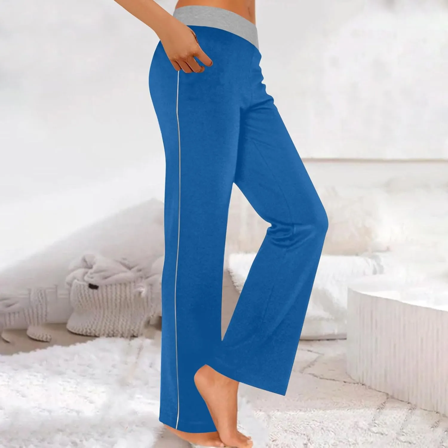 Women's Sweatpant Yoga Leggings Side Striped High Waist Stretch Comfy Jogger Gym Sport Workout Pants Trousers Slacks