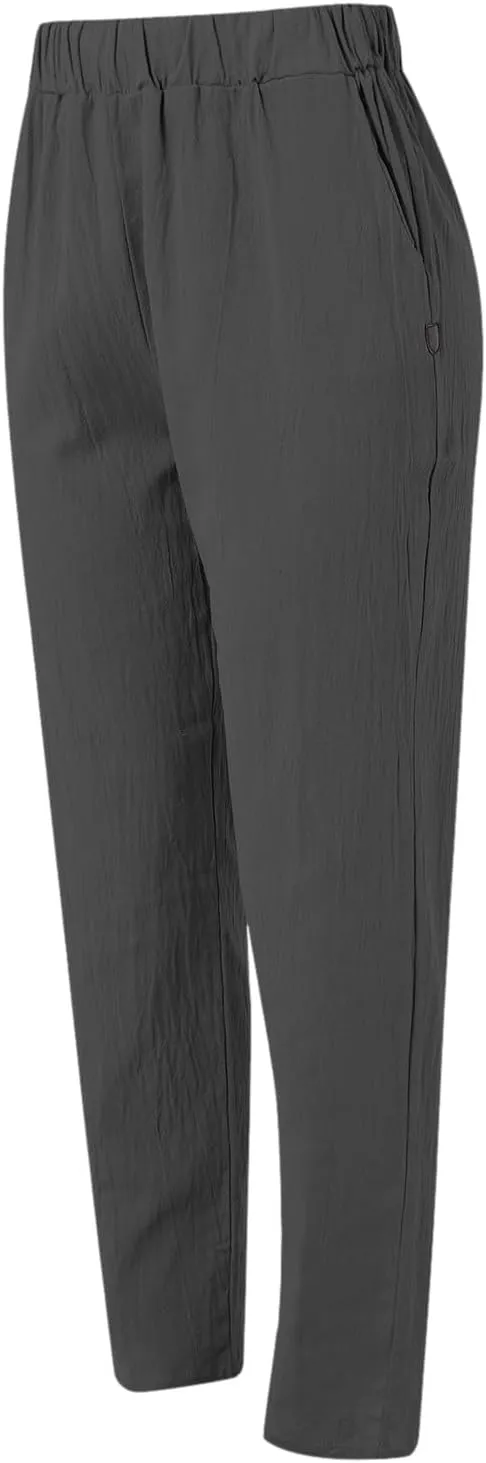 Womens Wide Leg Linen Pants Summer Beach Lounge Trousers Casual Fashion Solid Color Vacation Clothes for Women