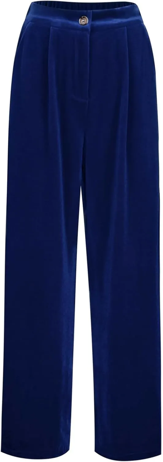 Womens Wide Leg Pants High Waist Corduroy Trousers Fall Winter Suede Button Temperament Elegant Commuting Casual Pant