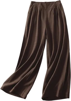 Women's Wide Leg Pants with Pockets High Waist Loose Casual Trousers Business Casual Pants Elegant Vacation Pants