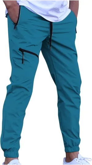 Xiaojmake Men's Casual Waffle Joggers Pants Lightweight Slim Fit Sweatpants Workout Hiking Pants Open Bottom Lounge Trousers