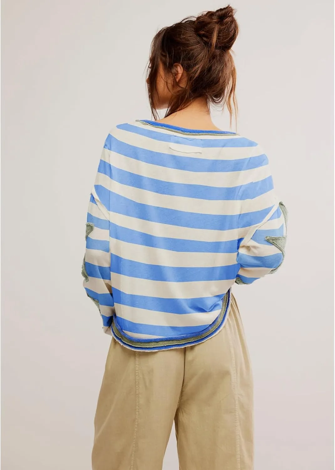 Y2k Oversized Sweatshirts Womens Long Sleeve Crewneck Cute Star Striped Graphic Hoodies Shirts Teens Girl Jacket