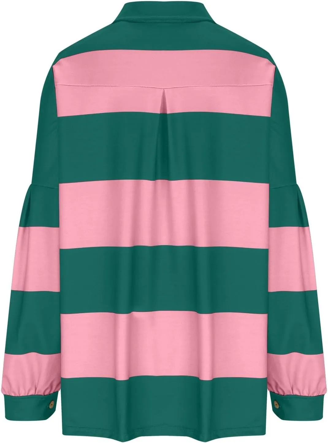 Y2K Tops for Women Fall 2024 Fashion Color Block Striped Polo Shirt Oversized Long Sleeve Button Up Blouse Pullover