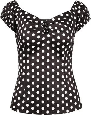 YARN & INK Women's Rockabilly Tops 1950s Pinup Shirt Casual Off Shoulder Vintage Blouse