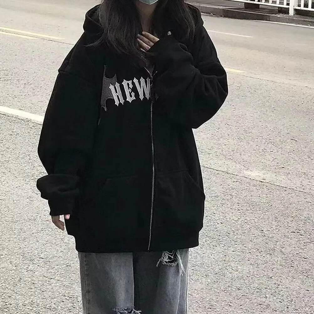 YEMOCILE Women Devil Wing Hooded Sweatshirt Casual Loose Long Sleeve Hoodies Pullover Tops