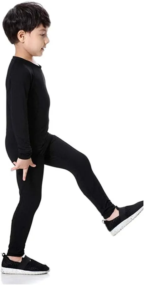 Youth Boys Football Compression Shirt & Pants Long Sleeve Athletic Shirts Sports Soccer Tights Kids Baselayer Set