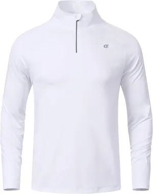YuKaiChen Men's Running Shirt Long Sleeve Quarter Zip Pullover Moisture Wicking Quick Dry Athletic Workout Shirts