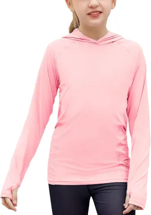 Zaclotre Kids UPF50  Sun Shirt Girls Quick Dry Sun Protection Clothing Athletic Hoodie with Thumbholes