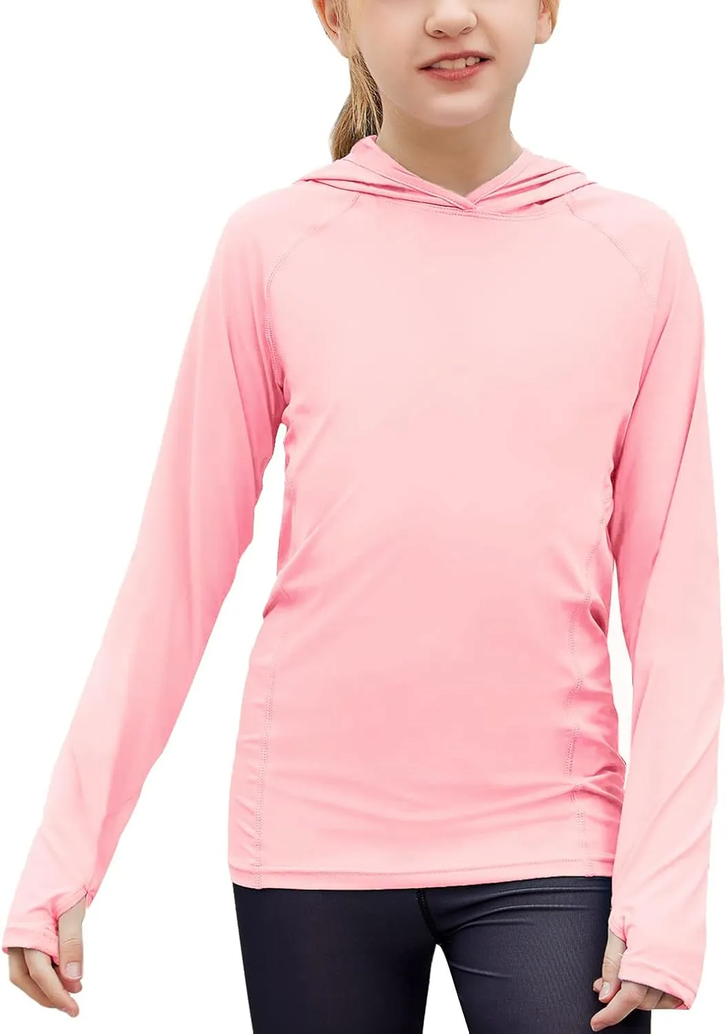 Zaclotre Kids UPF50  Sun Shirt Girls Quick Dry Sun Protection Clothing Athletic Hoodie with Thumbholes