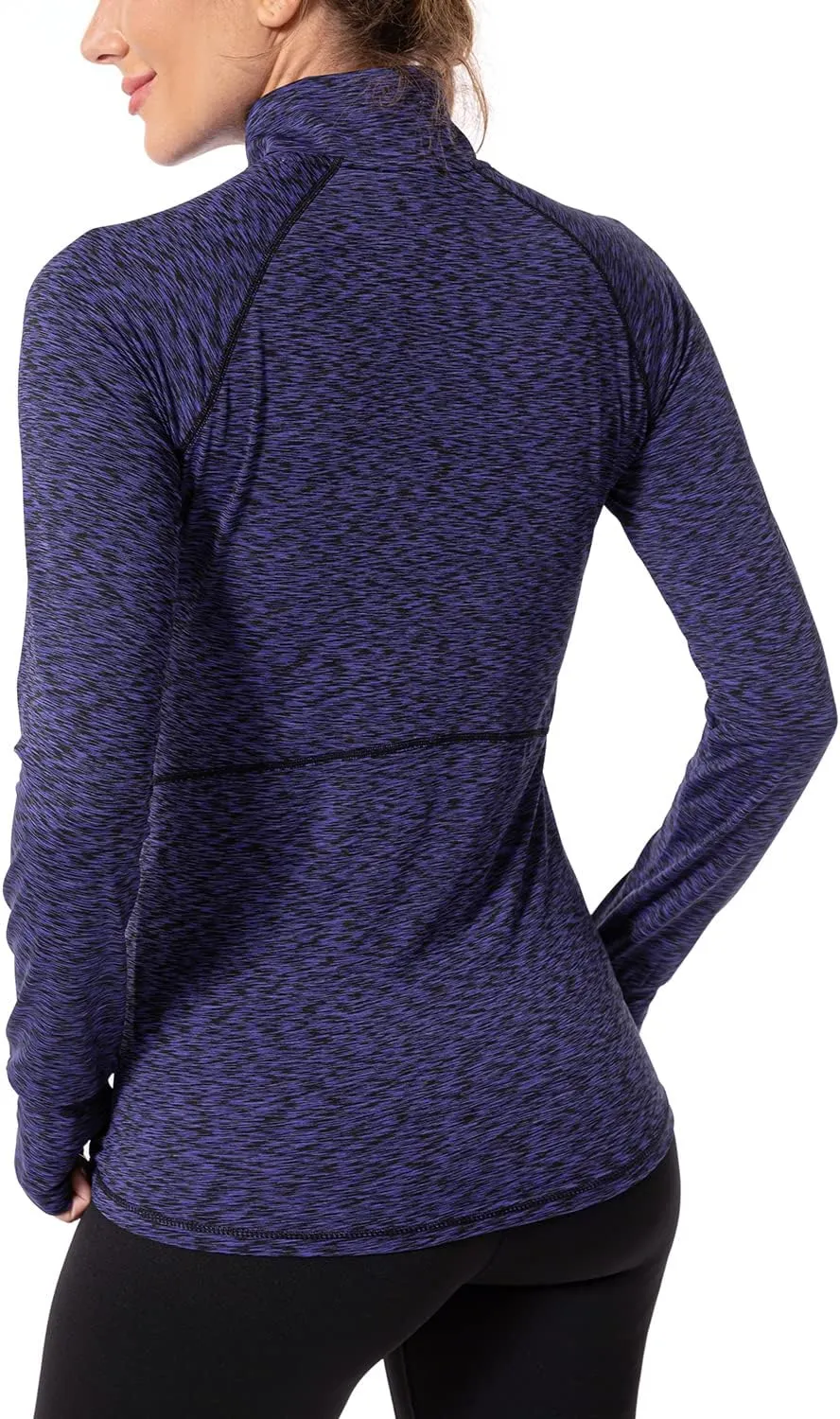 Zengjo Womens Quarter Zip Long Sleeve Workout Tops 1/4 Zip Running Pullover
